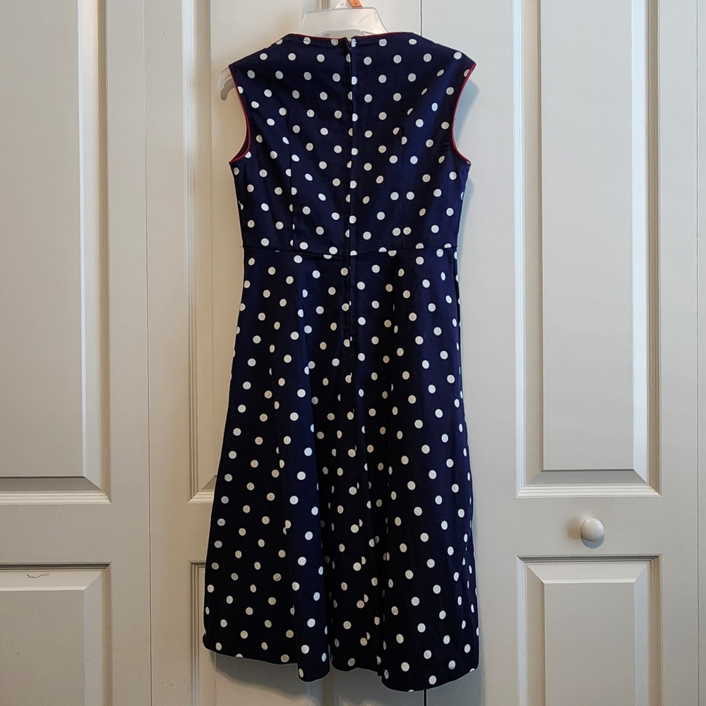 Lindy Bop 'Leda' Vintage 1950's Tea Room Blue Polka Dot Swing Dress - Picture 3 of 5